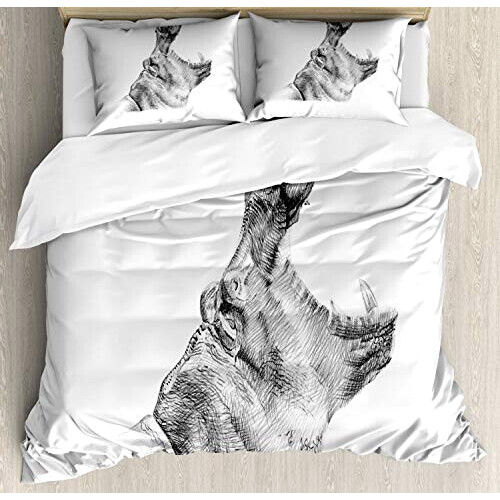 Housse de couette Hippopotame noir et blanc 220x220 cm