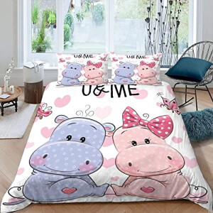 Housse de couette Hippopotame couleur 140x200 cm