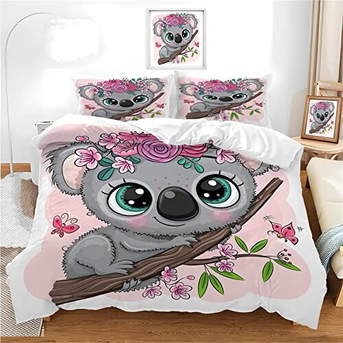 Housse de couette Koala souriant 90x190 cm