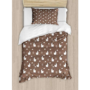 Housse de couette Lama cacao blanc et noir