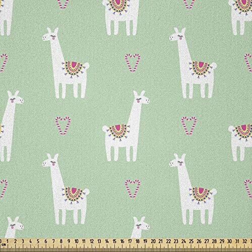 Housse de couette Lama vert clair blanc