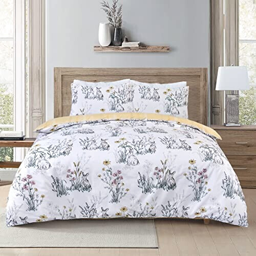 Housse de couette Lapin ocre blanc 135x200 cm variant 3 