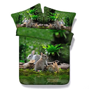 Housse de couette Lapin forêt 90x190 cm 100x135 cm 120x150 cm 160x200 cm 220x240 cm