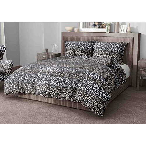 Housse de couette Léopard blanc noir et brun