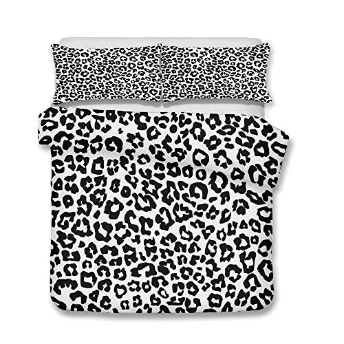 Housse de couette Léopard noir blanc 150x200 cm 200x200 cm 220x240 cm 220x260 cm