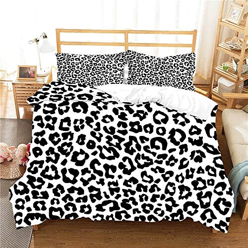 Housse de couette Léopard noir blanc 150x200 cm 200x200 cm 220x240 cm 220x260 cm variant 0 