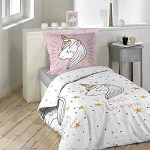 Housse de couette Licorne rose 140x200 cm