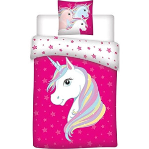 Housse de couette Licorne rose 140x200 cm