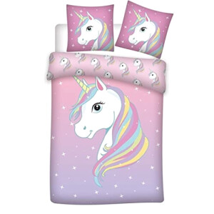 Housse de couette Licorne rose 140x200 cm