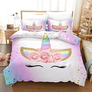 Housse de couette Licorne rose a 200x200 cm