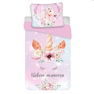 Housse de couette Licorne rose 140x200 cm