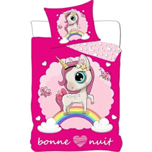 Housse de couette Licorne rose 140x200 cm