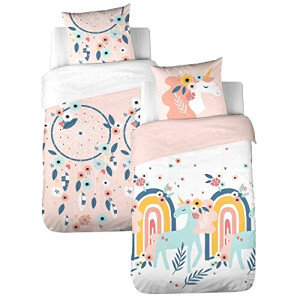 Housse de couette Licorne rose 90x190 cm 140x200 cm