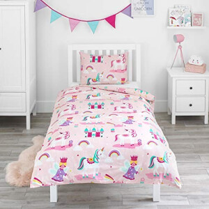 Housse de couette Licorne rose 135x200 cm