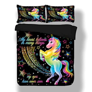 Housse de couette Licorne couleuré 140x200 cm 200x200 cm 220x240 cm