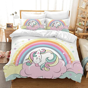 Housse de couette Licorne arc-en-ciel 135x200 cm 200x200 cm 220x240 cm