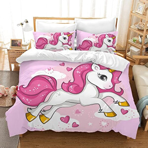 Housse de couette Licorne jump unicorn 200x200 cm 220x240 cm