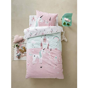 Housse de couette Licorne bleu 140x200 cm