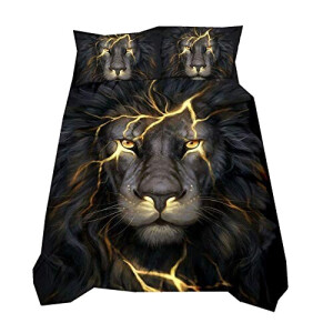 Housse de couette Lion noir 90x190 cm 140x200 cm 200x200 cm 220x240 cm 240x260 cm