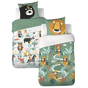 Housse de couette Lion multicolore 90x190 cm 140x200 cm