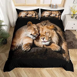Housse de couette Lion noir 160x200 cm