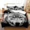 Housse de couette Loup solitaire noir 90x190 cm - miniature