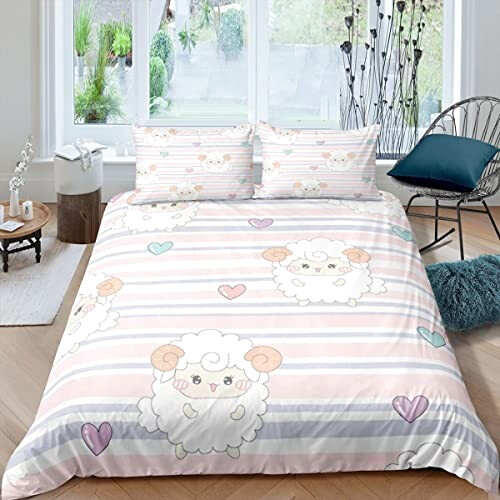 Housse de couette Mouton rose 160x200 cm