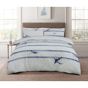 Housse de couette Oiseau vagues blancs et bleues 200x200 cm