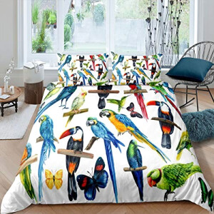 Housse de couette Perroquet - Oiseau - multicolore 140x200 cm 200x200 cm 220x240 cm