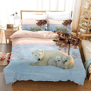 Housse de couette Ours animaux polaire 240x260 cm