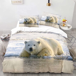 Housse de couette Ours polaire blanc 200x200 cm