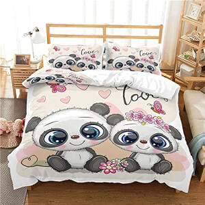 Housse de couette Panda amoureux 140x200 cm