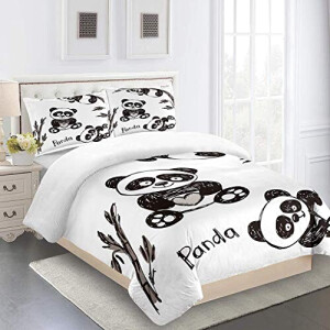 Housse de couette Panda blanc 140x200 cm