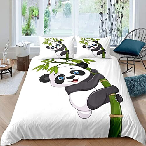 Housse de couette Panda blanc 140x200 cm