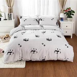Housse de couette Panda - blanc 135x200 cm 140x200 cm 200x200 cm 220x230 cm