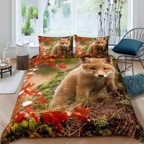 Housse de couette Renard motif 130x200 cm 135x200 cm 200x200 cm 220x240 cm