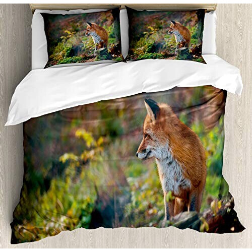 Housse de couette Renard vert blanc 220x230 cm