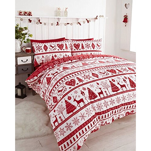 Housse de couette Renne rouge blanc