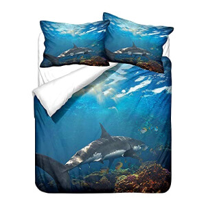 Housse de couette Requin sous marin 140x200 cm 200x200 cm 220x240 cm