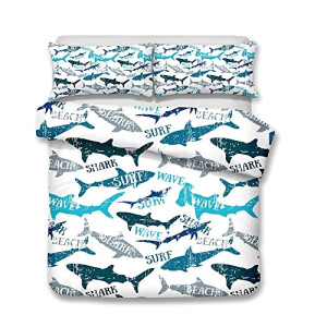 Housse de couette Requin surf de 90x190 cm 140x200 cm 200x200 cm 220x240 cm 240x260 cm