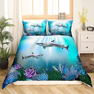 Housse de couette Requin multicolore 140x200 cm 200x200 cm 220x240 cm 240x260 cm