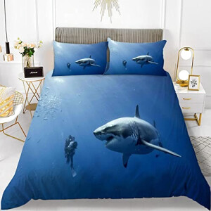 Housse de couette Requin grand bleu 140x200 cm