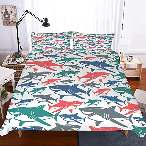 Housse de couette Requin rouge 140x200 cm 220x240 cm