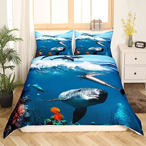 Housse de couette Requin multicolore 140x200 cm 200x200 cm 220x240 cm