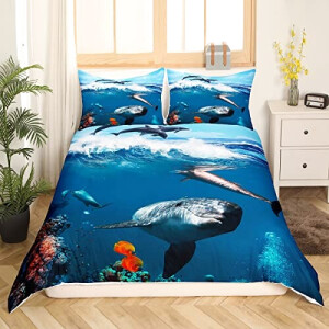 Housse de couette Requin multicolore 140x200 cm 200x200 cm 220x240 cm