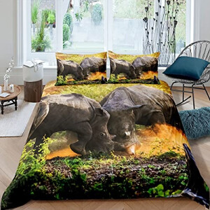 Housse de couette Rhinocéros multicolore 140x200 cm