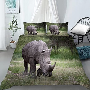 Housse de couette Rhinocéros gris 200x200 cm