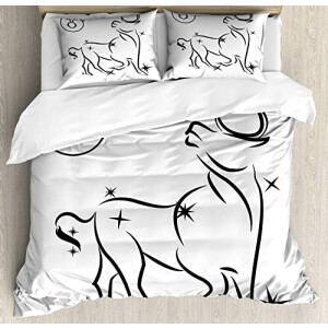 Housse de couette Taureau blanc et noir 220x220 cm