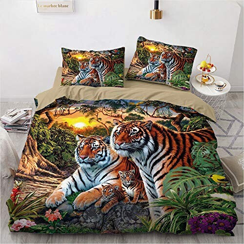 Housse de couette Tigre 135x200 cm 140x210 cm 200x200 cm 220x240 cm 220x260 cm