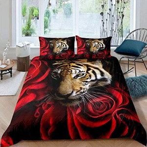 Housse de couette Tigre rouge 140x200 cm 160x200 cm 200x200 cm 220x240 cm 240x260 cm